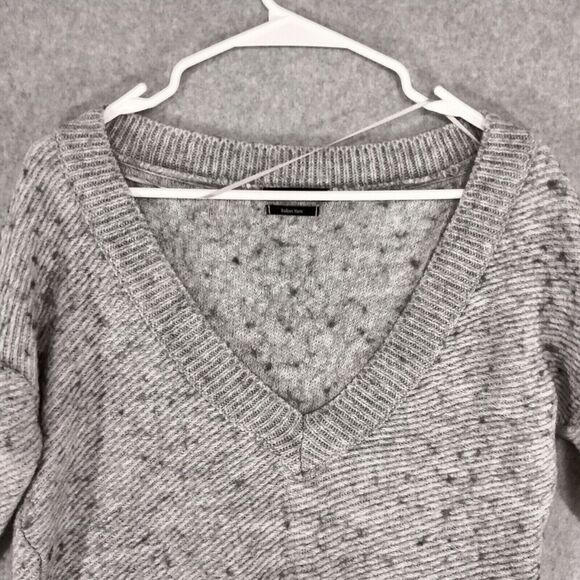 Zara Knit Pullover Sweater Womens Small Gray Marled V-Neck Italian Yarn Ribbed - Picture 2 of 11